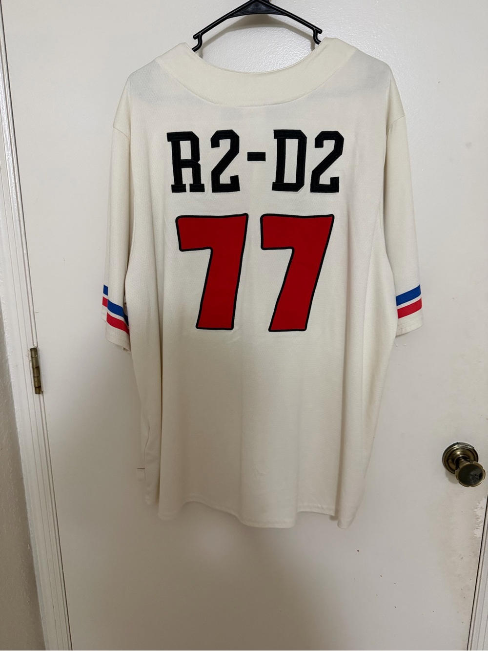 Disney Cream R2-D2 Jersey with Red 77 and Black Lettering